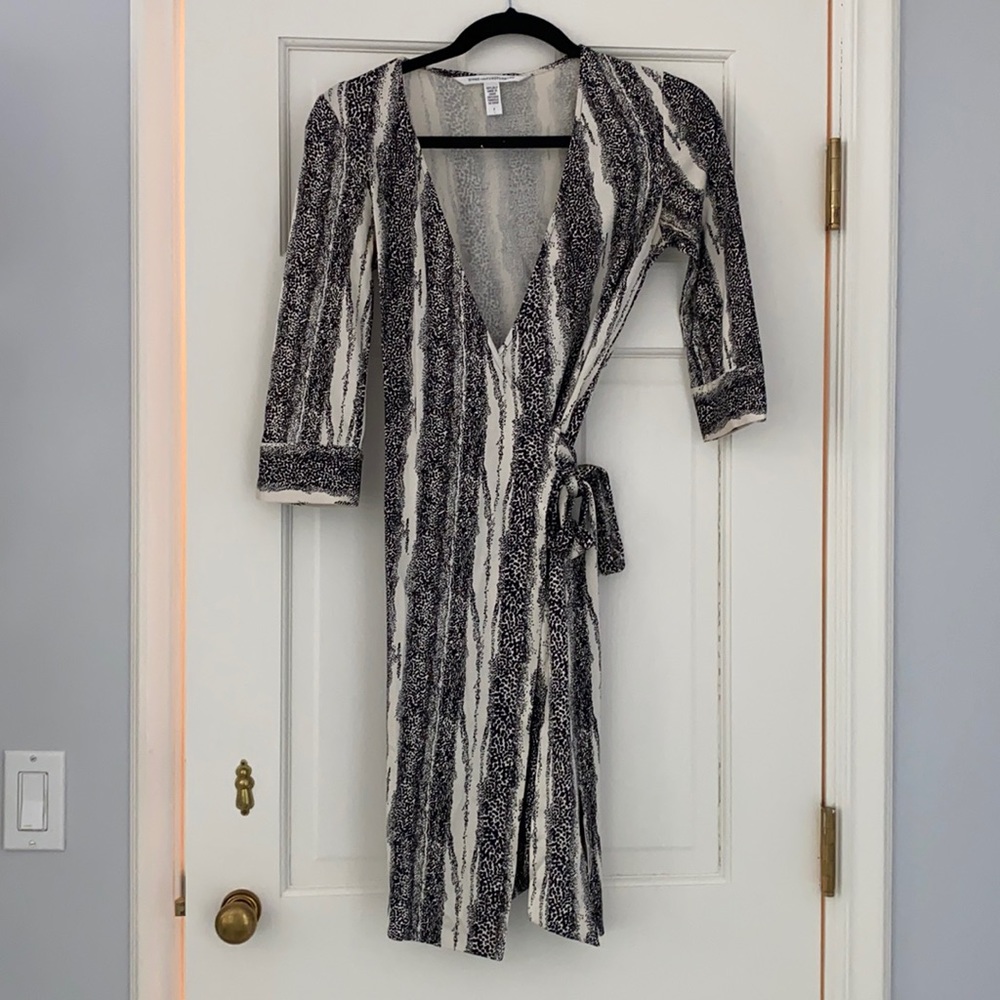 DVF Black/White Wrap Dress